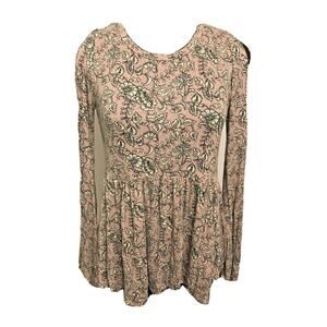 XS Soft & Sexy Purple Floral Long Sleeve Open Shoulder Womens Top